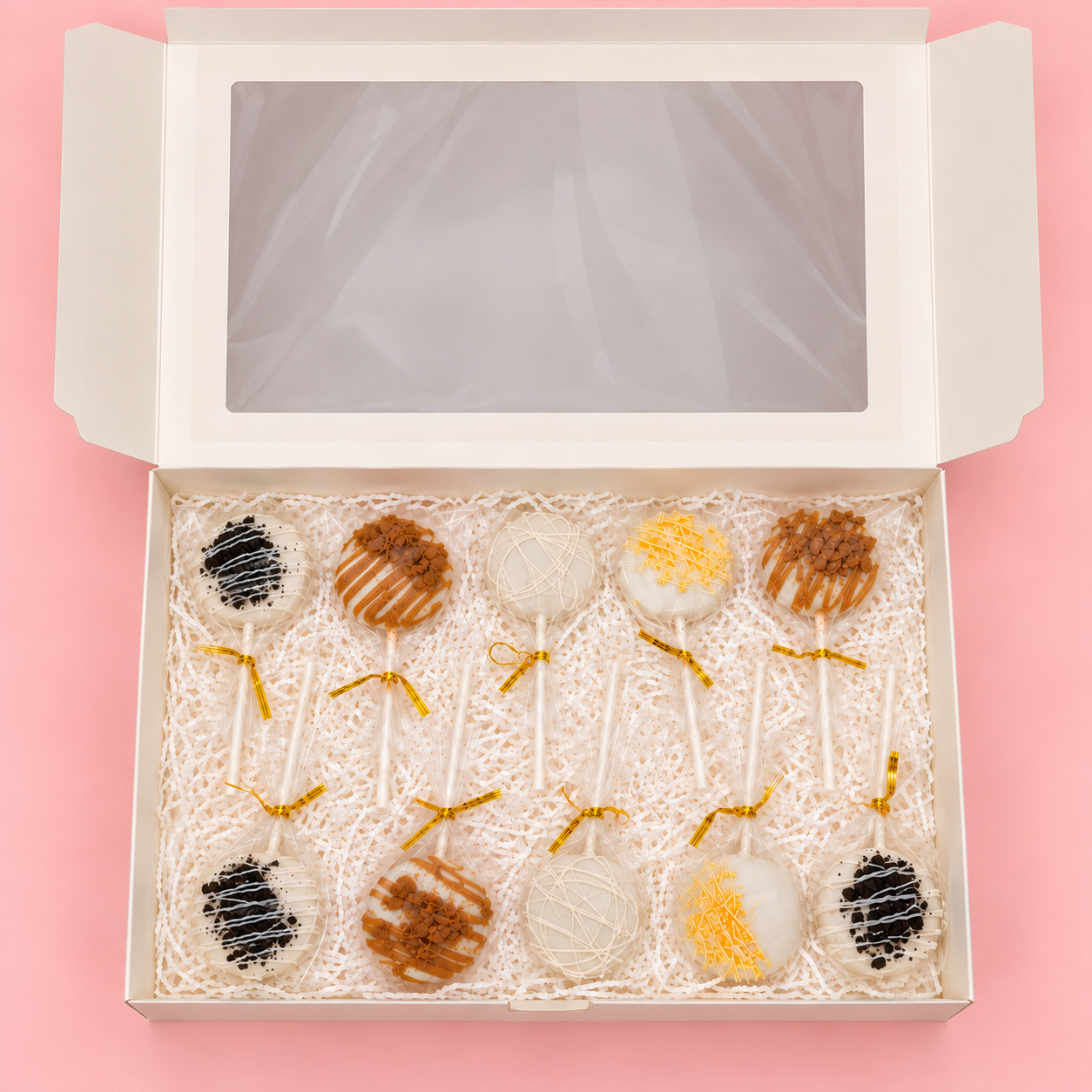 A boxed assortment of Kakepops by Kashvi cakepops